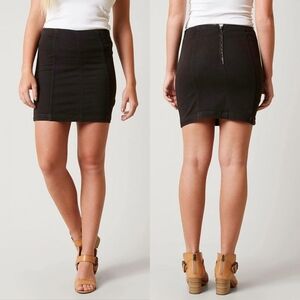 Free People Modern Femme Denim Stretch Skirt in Black